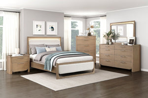 English Elm Modern 5 Drawer Vertical Chest Hickory Veneer Light Brown Bedroom Storage Fully Assembled B011P562506
