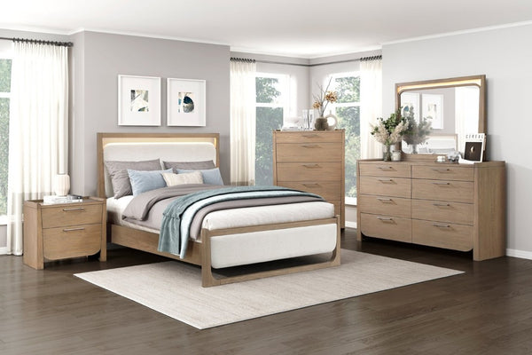English Elm Modern 5 Drawer Vertical Chest Hickory Veneer Light Brown Bedroom Storage Fully Assembled B011P562506