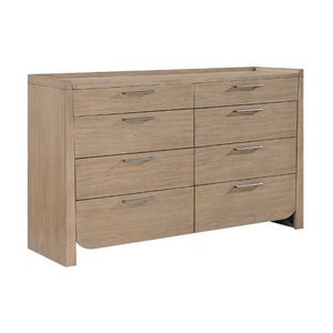 English Elm Modern Eight Drawer Dresser Hickory Veneer Light Brown Finish Bedroom Storage B011P562508