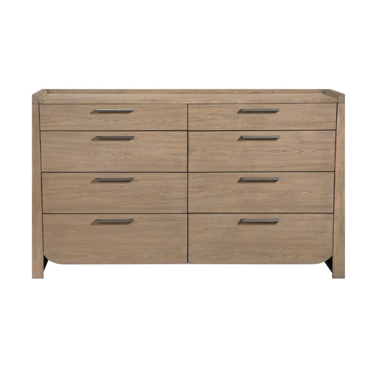 English Elm Modern Eight Drawer Dresser Hickory Veneer Light Brown Finish Bedroom Storage B011P562508