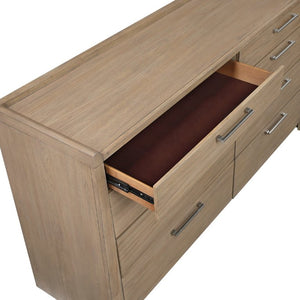 English Elm Modern Eight Drawer Dresser Hickory Veneer Light Brown Finish Bedroom Storage B011P562508