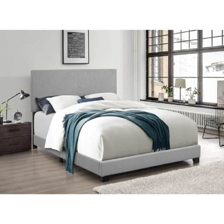 English Elm Khaki Linen Wingback Twin Bed Solid Rubberwood Frame for Guest or Kids Room Light Gray B011P562570