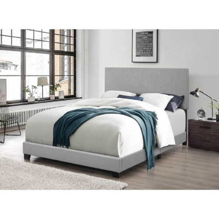 English Elm Khaki Linen Wingback Twin Bed Solid Rubberwood Frame for Guest or Kids Room Light Gray B011P562570