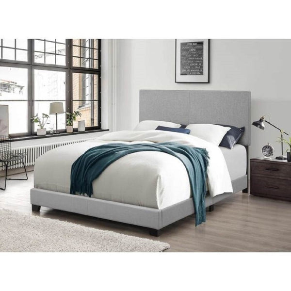 English Elm Khaki Linen Wingback Twin Bed Solid Rubberwood Frame for Guest or Kids Room Light Gray B011P562570