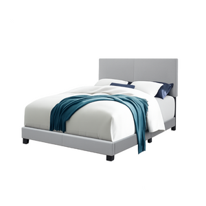 English Elm Khaki Linen Wingback Twin Bed Solid Rubberwood Frame for Guest or Kids Room Light Gray B011P562570