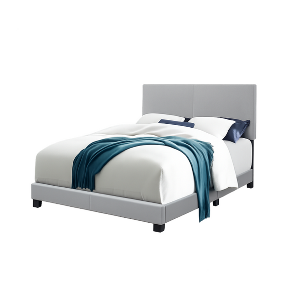English Elm Khaki Linen Wingback Twin Bed Solid Rubberwood Frame for Guest or Kids Room Light Gray B011P562570