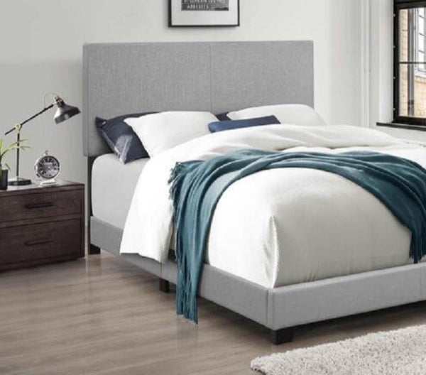 English Elm Khaki Linen Wingback Twin Bed Solid Rubberwood Frame for Guest or Kids Room Light Gray B011P562570
