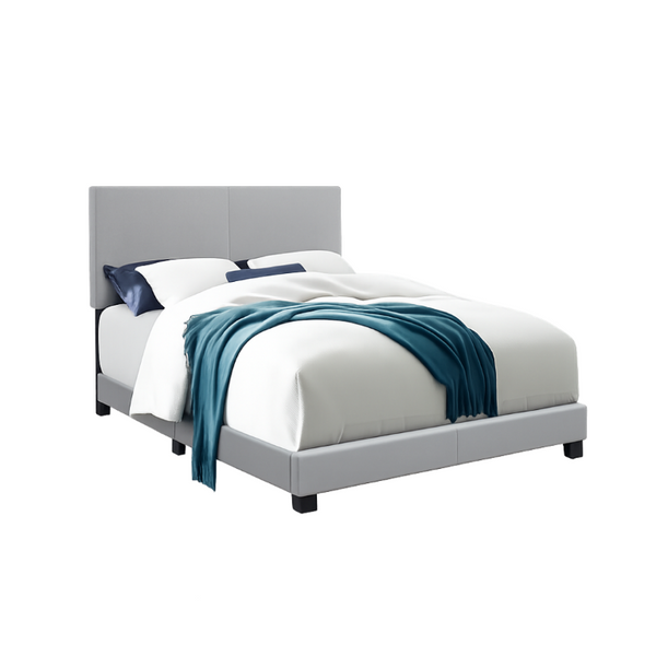 English Elm Khaki Linen Wingback Twin Bed Solid Rubberwood Frame for Guest or Kids Room Light Gray B011P562570