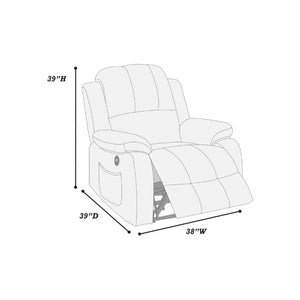 English Elm Power Recliner Chair Velvet Upholstered with USB Port and Side Storage for Living Room B011P562603