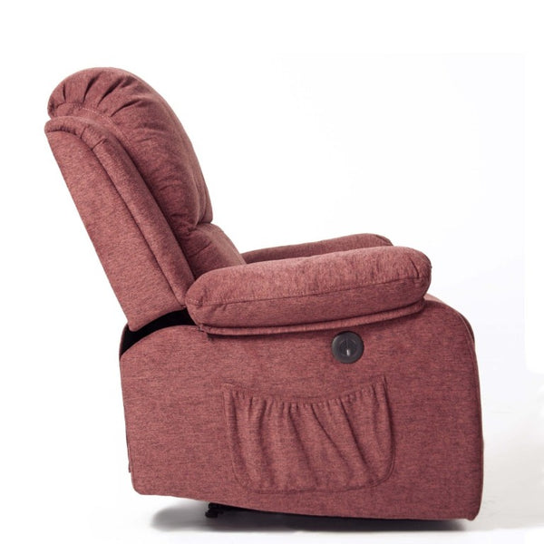 English Elm Power Recliner Chair Velvet Upholstered with USB Port and Side Storage for Living Room B011P562603