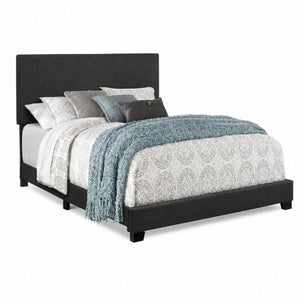 English Elm Khaki Linen Wingback Twin Bed Solid Rubberwood Frame for Guest or Kids Room Dark Gray B011P564798