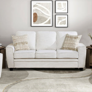 English Elm Beautiful Chenille 3-Seater Sofa with Pocket Coil Support and Reversible Cushions Beige B011P564801