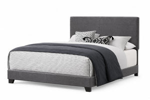 English Elm Dark Gray Faux Leather Twin Bed Solid Rubberwood Frame with Tall Panel Headboard B011P564803