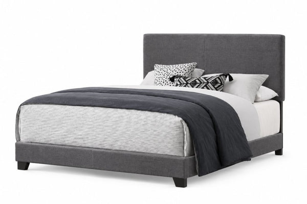 English Elm Dark Gray Faux Leather Twin Bed Solid Rubberwood Frame with Tall Panel Headboard B011P564803