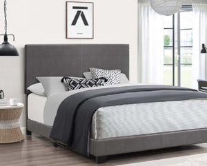 English Elm Dark Gray Faux Leather Twin Bed Solid Rubberwood Frame with Tall Panel Headboard B011P564803
