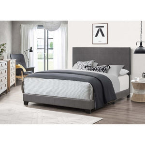 English Elm Dark Gray Faux Leather Twin Bed Solid Rubberwood Frame with Tall Panel Headboard B011P564803