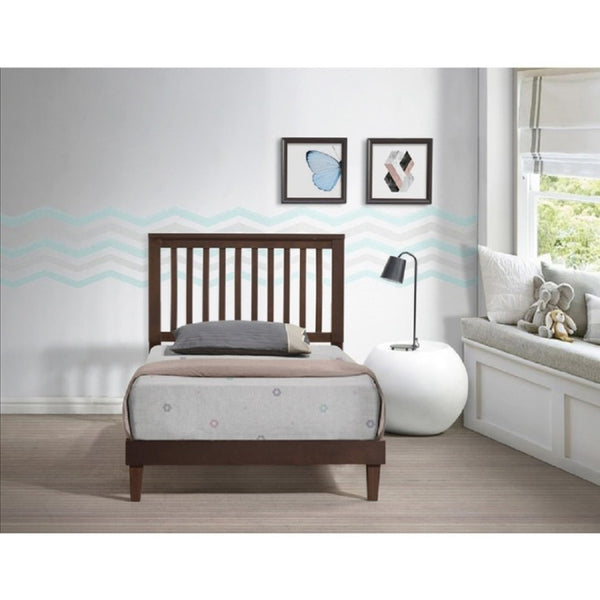 English Elm Brown Mission Style Rubberwood Platform Bed with Slatted Base for Twin XL Mattress Brown B011P564809