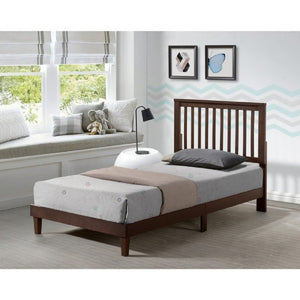 English Elm Brown Mission Style Rubberwood Platform Bed with Slatted Base for Twin XL Mattress Brown B011P564809