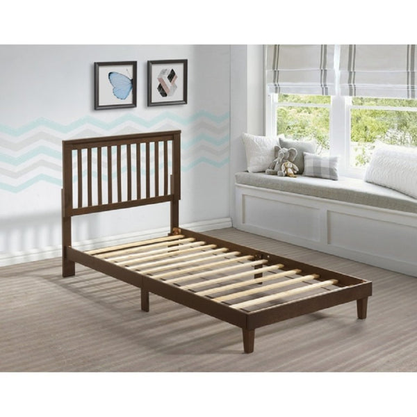 English Elm Brown Mission Style Rubberwood Platform Bed with Slatted Base for Twin XL Mattress Brown B011P564809