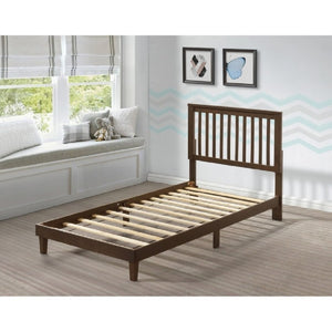 English Elm Brown Mission Style Rubberwood Platform Bed with Slatted Base for Twin XL Mattress Brown B011P564809