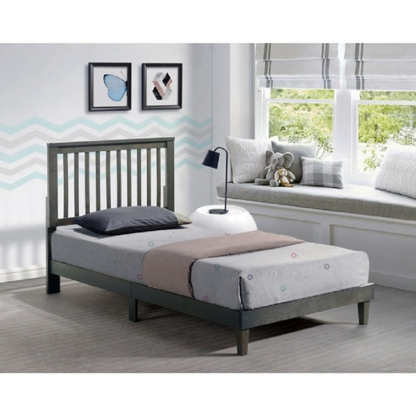 English Elm Brown Mission Style Rubberwood Platform Bed with Slatted Base for Twin XL Mattress Gray B011P564810