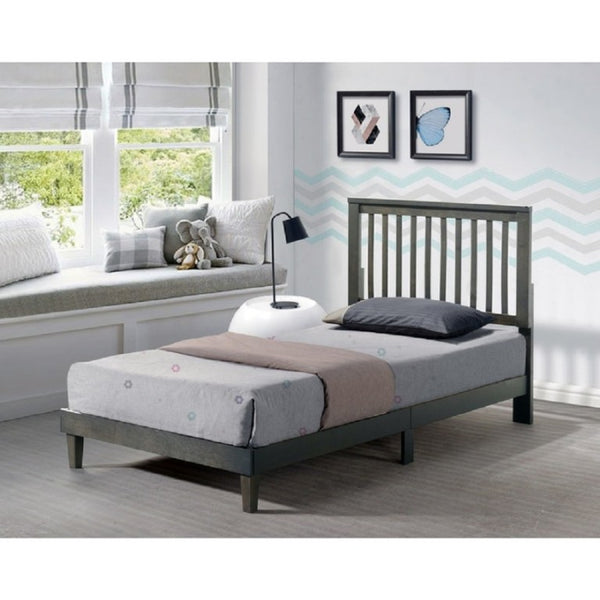 English Elm Brown Mission Style Rubberwood Platform Bed with Slatted Base for Twin XL Mattress Gray B011P564810