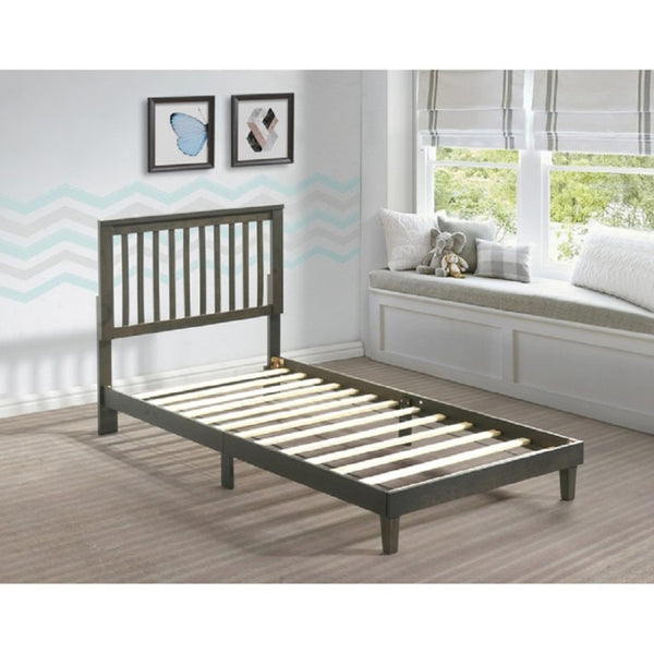 English Elm Brown Mission Style Rubberwood Platform Bed with Slatted Base for Twin XL Mattress Gray B011P564810