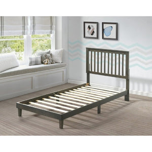 English Elm Brown Mission Style Rubberwood Platform Bed with Slatted Base for Twin XL Mattress Gray B011P564810