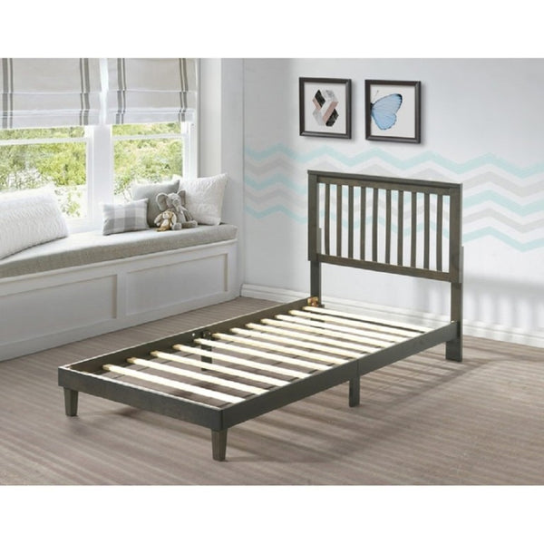 English Elm Brown Mission Style Rubberwood Platform Bed with Slatted Base for Twin XL Mattress Gray B011P564810