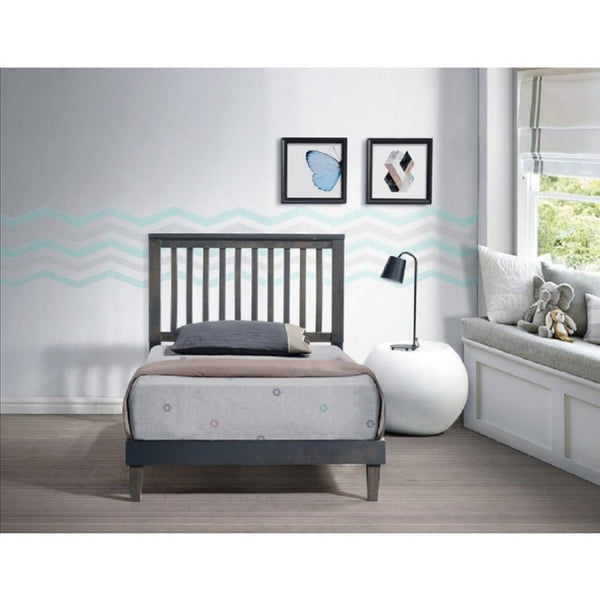 English Elm Brown Mission Style Rubberwood Platform Bed with Slatted Base for Twin XL Mattress Gray B011P564810