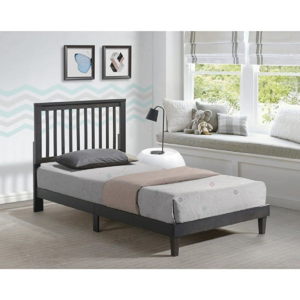 English Elm Brown Mission Style Rubberwood Platform Bed with Slatted Base for Twin XL Mattress Cappuccino B011P564812
