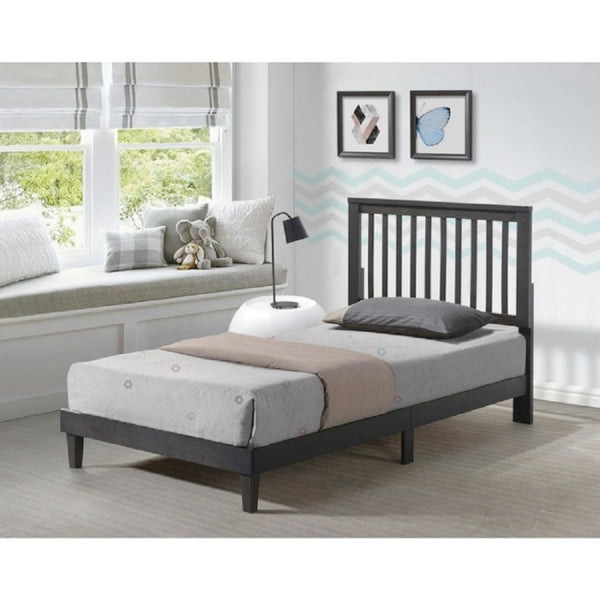 English Elm Brown Mission Style Rubberwood Platform Bed with Slatted Base for Twin XL Mattress Cappuccino B011P564812