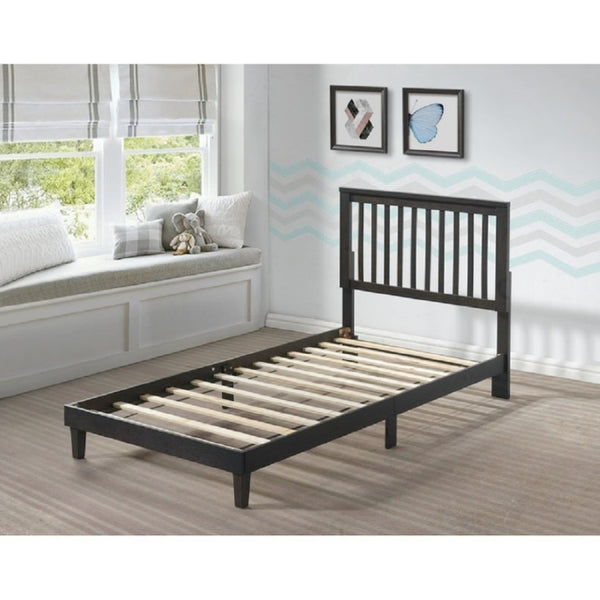 English Elm Brown Mission Style Rubberwood Platform Bed with Slatted Base for Twin XL Mattress Cappuccino B011P564812