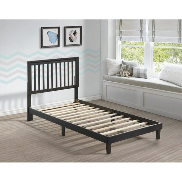 English Elm Brown Mission Style Rubberwood Platform Bed with Slatted Base for Twin XL Mattress Cappuccino B011P564812