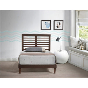 English Elm Mid Century Modern Rubberwood Platform Bed Slatted Headboard No Box Spring Needed Brown B011P564816
