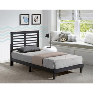 English Elm Mid Century Modern Rubberwood Platform Bed Slatted Headboard No Box Spring Needed Cappuccino B011P564818