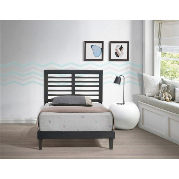 English Elm Mid Century Modern Rubberwood Platform Bed Slatted Headboard No Box Spring Needed Cappuccino B011P564818