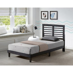 English Elm Mid Century Modern Rubberwood Platform Bed Slatted Headboard No Box Spring Needed Cappuccino B011P564818