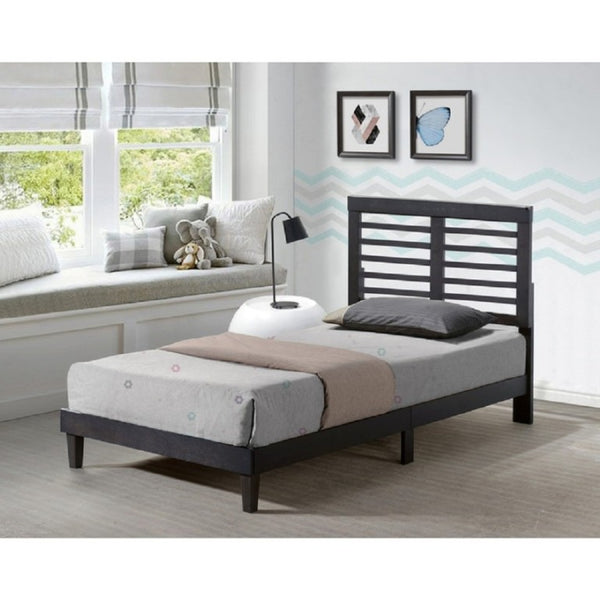 English Elm Mid Century Modern Rubberwood Platform Bed Slatted Headboard No Box Spring Needed Cappuccino B011P564818