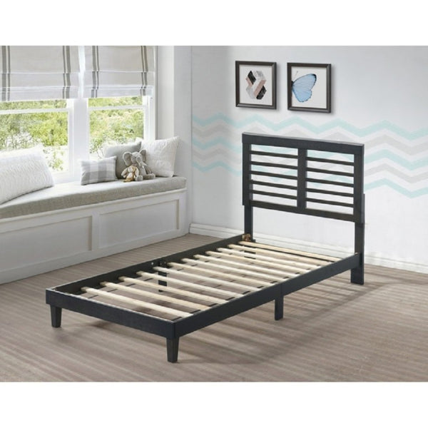 English Elm Mid Century Modern Rubberwood Platform Bed Slatted Headboard No Box Spring Needed Cappuccino B011P564818
