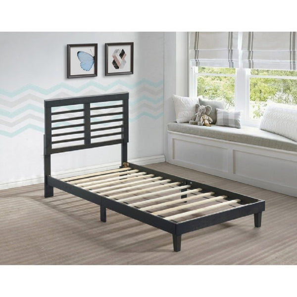 English Elm Mid Century Modern Rubberwood Platform Bed Slatted Headboard No Box Spring Needed Cappuccino B011P564818