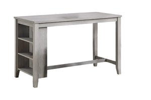 English Elm Antique Black Rubberwood Counter Height Dining Set with Open Shelf Storage and Four Stools Light Gray B011P564876