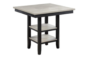 English Elm Dining Counter Height Set Square Rubberwood Table with Shelf and Four Upholstered Chairs B011P564880
