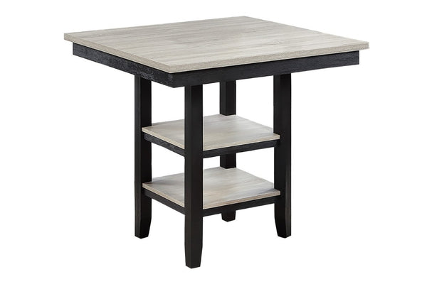 English Elm Dining Counter Height Set Square Rubberwood Table with Shelf and Four Upholstered Chairs B011P564880