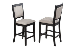 English Elm Dining Counter Height Set Square Rubberwood Table with Shelf and Four Upholstered Chairs B011P564880