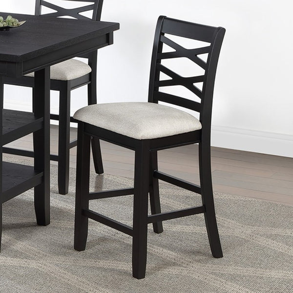 English Elm Antique Black 5 Piece Counter Height Dining Set with Cross Back Chairs and Storage Shelf B011P564881