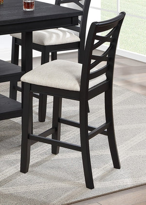 English Elm Antique Black 5 Piece Counter Height Dining Set with Cross Back Chairs and Storage Shelf B011P564881