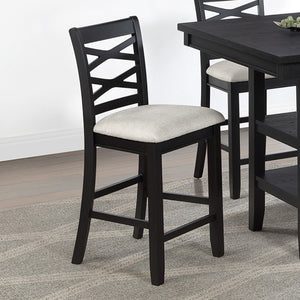 English Elm Antique Black 5 Piece Counter Height Dining Set with Cross Back Chairs and Storage Shelf B011P564881