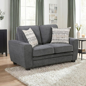 English Elm Contemporary Dark Gray Chenille Loveseat with Coil Cushions and Accent Pillows B011P565577
