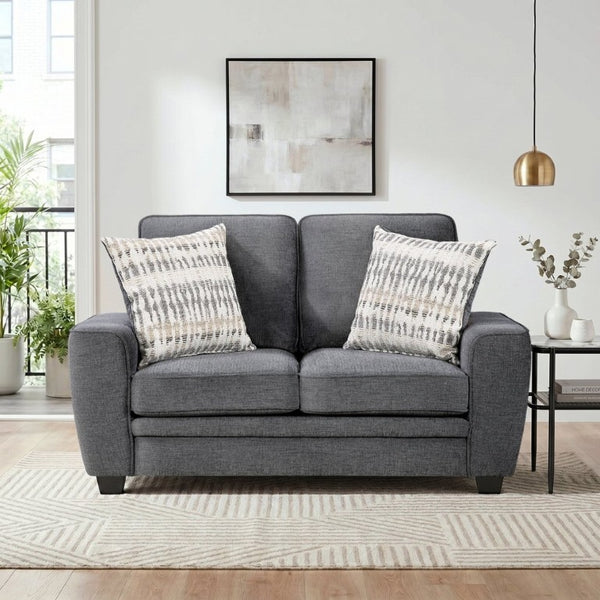 English Elm Contemporary Dark Gray Chenille Loveseat with Coil Cushions and Accent Pillows B011P565577